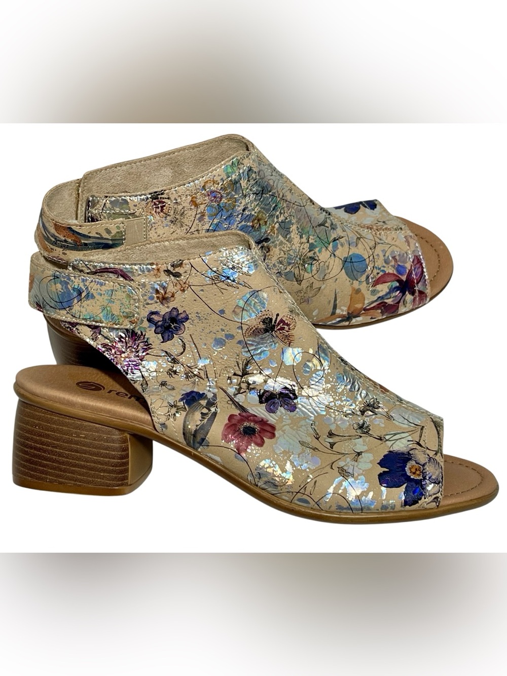 Remonte Sling Luxury Floral Butterflies Leather Sandals Us 9 Women's EU 40 Rare - Picture 10 of 13